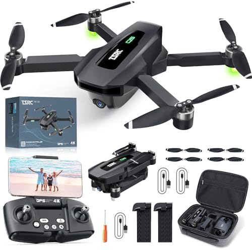 TENSSENX GPS Drone with 4K Camera for Adults, TSRC Q5 RC Quadcopter with Auto Return, Be conscious Me, Brushless Motor, Circle Hover, Waypoint Hover, Altitude Take, Headless Mode, 52 Minutes Long Flight, Christmas Presents