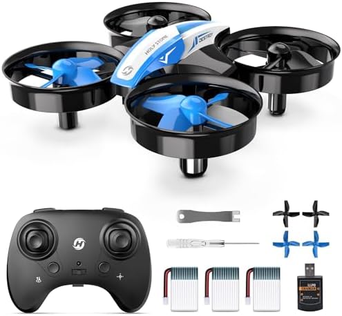 Holy Stone Mini Drone for Childhood and Newbies RC Nano Quadcopter Indoor Dinky Helicopter Airplane with Auto Hovering, 3D Flip, Headless Mode and 3 Batteries, Effective Present Toy for Boys and Ladies, Blue