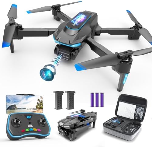 Dwi Dowellin Mini Drone with 1080P HD FPV Digicam,Foldable Carrying Case,2 Batteries,Headless,3D Flips,One Key Commence,Toys Gifts for Early life, Adults, newbie