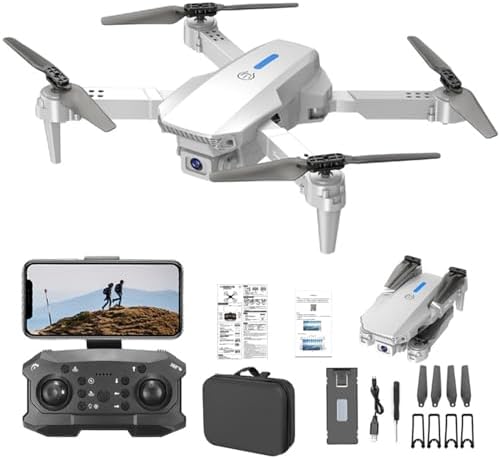 Mini Foldable Drones With Twin Camera For Adults 1080P, Foldable Drone with Carrying Case, FPV Drone With Altitude Keep, 360° Flip, Toys Items for Kids and Adults(Gray)