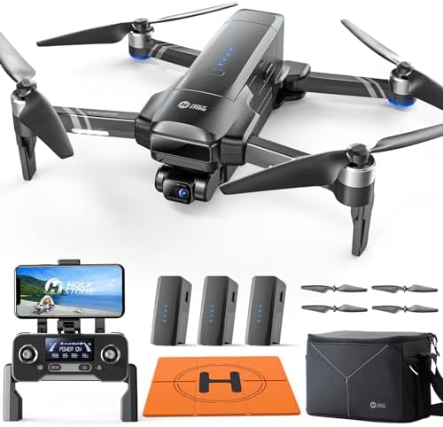 Holy Stone HS600 Drones with Camera for Adults 4K, FAA Distant ID Compliant, 2-Axis Gimbal & EIS Anti Shake, 3 Batteries 84-Min Flight Time, 10000 FT Vary Transmission, 4K/30FPS, Drone Landing Pad