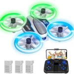 M2C Mini Drone for Children and Novices with Digicam 1080P HD FPV RC Nano Quadcopter Indoor Shrimp Helicopter Airplane with LED Light,Altitude Retain,Gesture Selfie and 3D Flips, 3 Batteries, Straightforward to Cruise,Birthday and Yule Gifts Toys for Boys and Girls (Blue)