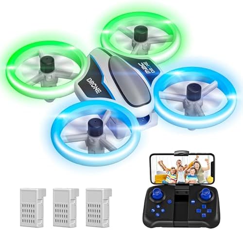 M2C Mini Drone for Children and Novices with Digicam 1080P HD FPV RC Nano Quadcopter Indoor Shrimp Helicopter Airplane with LED Light,Altitude Retain,Gesture Selfie and 3D Flips, 3 Batteries, Straightforward to Cruise,Birthday and Yule Gifts Toys for Boys and Girls (Blue)